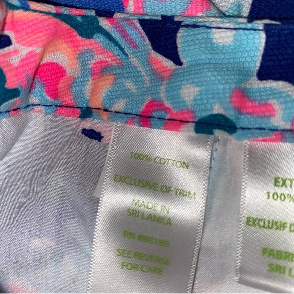 Lilly Pulitzer Magnolia Short Going Coastal Blue Pink Scalloped Hem size 00-EUC - Picture 5 of 7